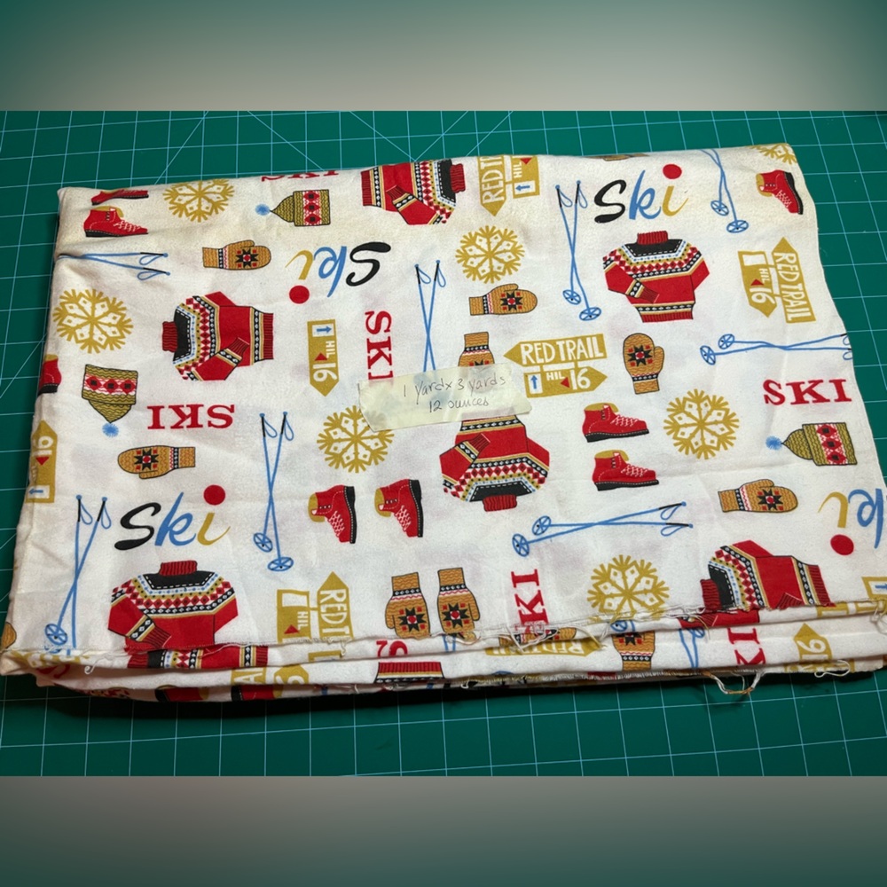 Flannel Ski Themed Fabric